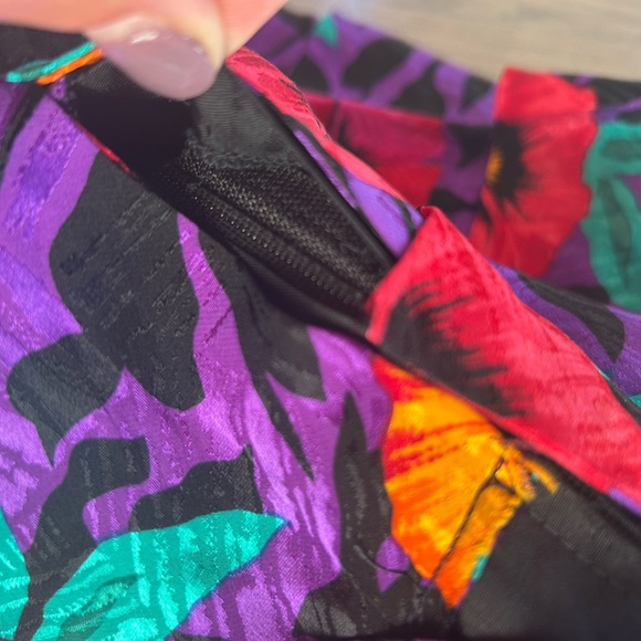 Vintage 80’s A.J. Bari Strapless Ruffled Aloha Hibiscus Silk Cocktail Dress Sz 8 - Picture 10 of 13